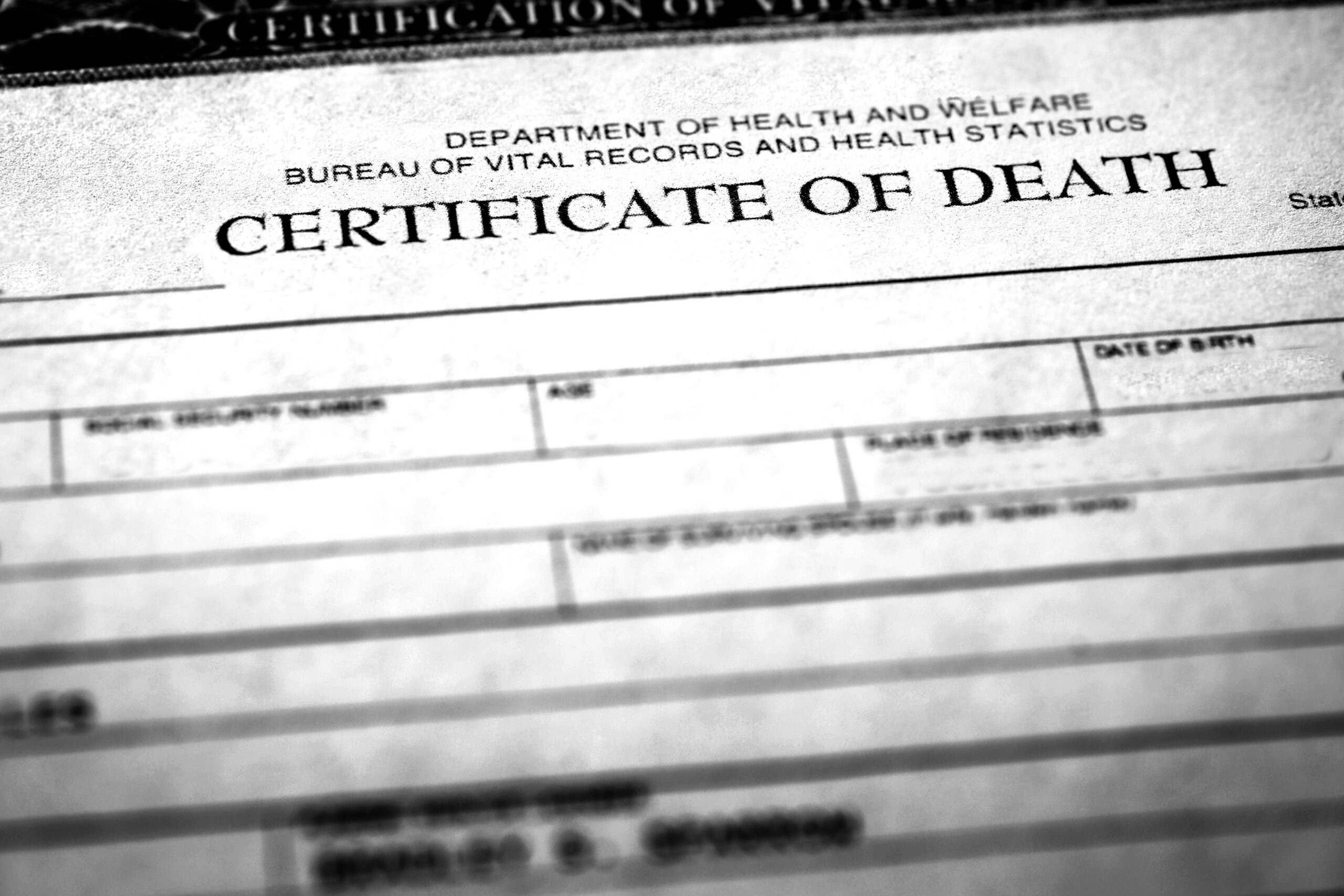 Certified copy of certificate of death